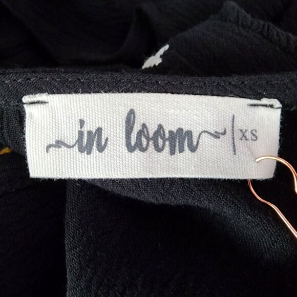 NEW In Loom Womens XS Top Embroidered Floral Tunic Peasant Black Multicolor Boho - Picture 7 of 12